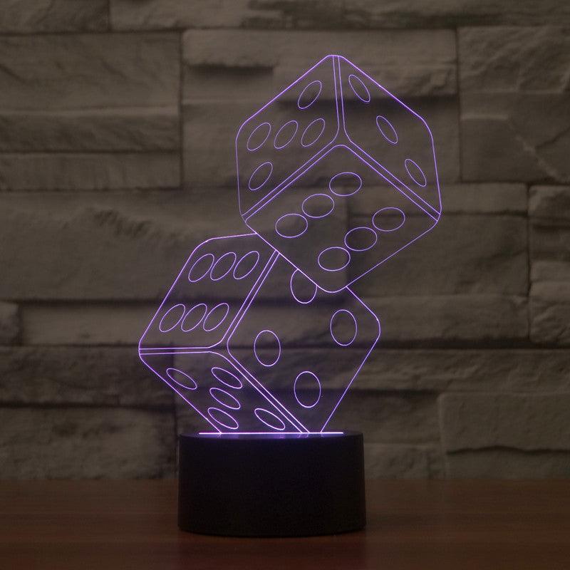 Dice 3D Optical Lamp – Tumbling Dice LED Illusion Light-3D Optical Lamp