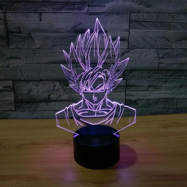 Dragon Ball Z Inspired Super Saiyan Goku 3D Optical Illusion Lamp - 3D Optical Lamp