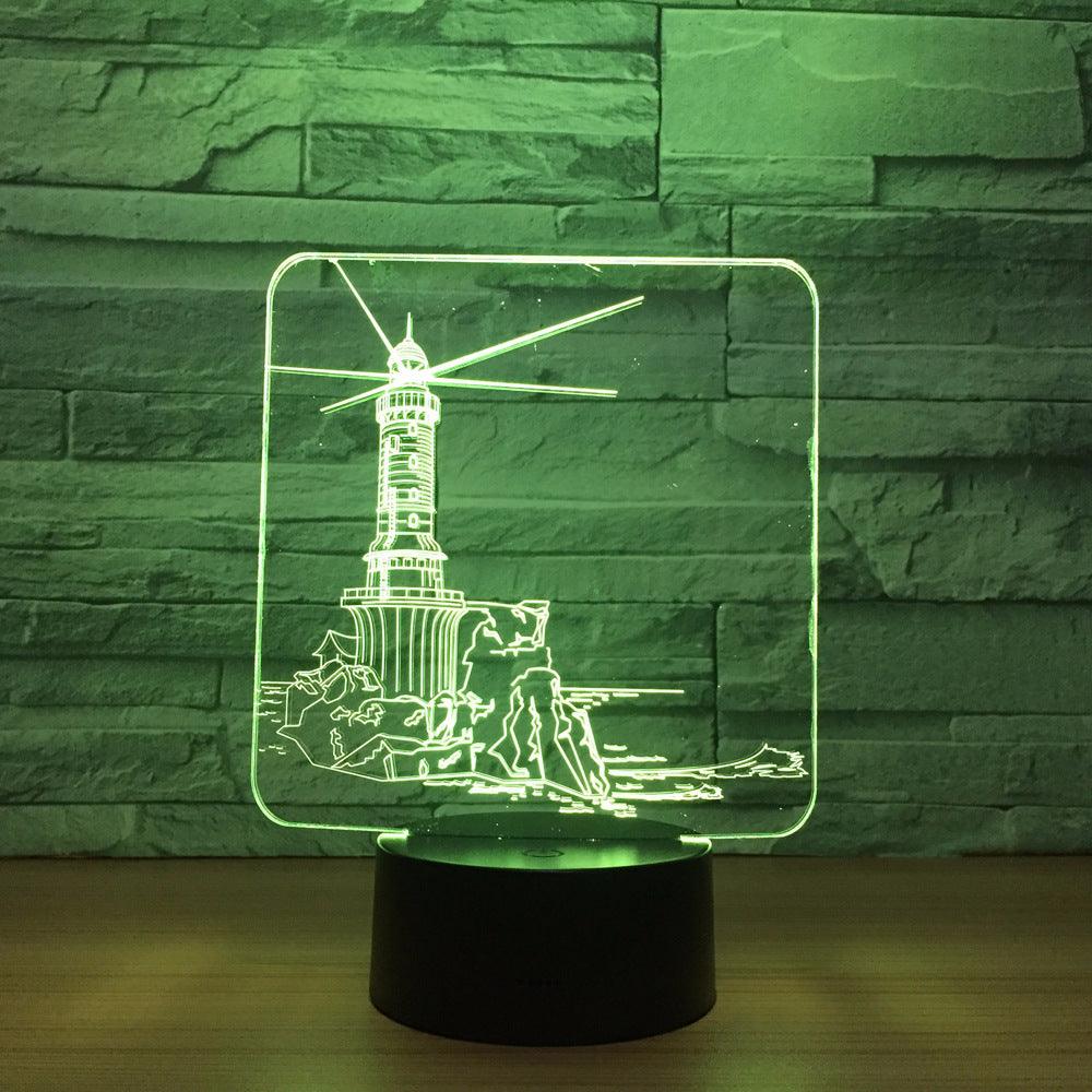Dutch Windmill 3D Illusion Lamp with Multicolor LED Base-3D Optical Lamp