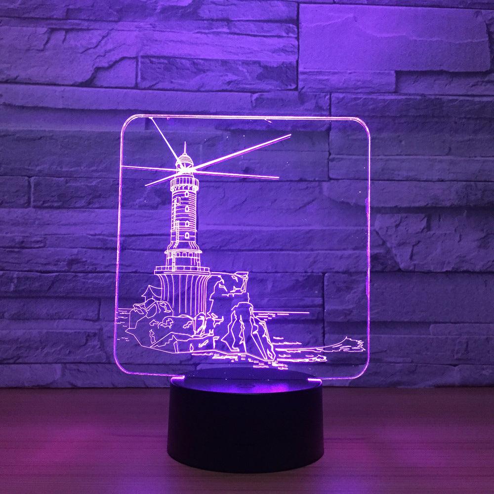 Dutch Windmill 3D Illusion Lamp with Multicolor LED Base-3D Optical Lamp
