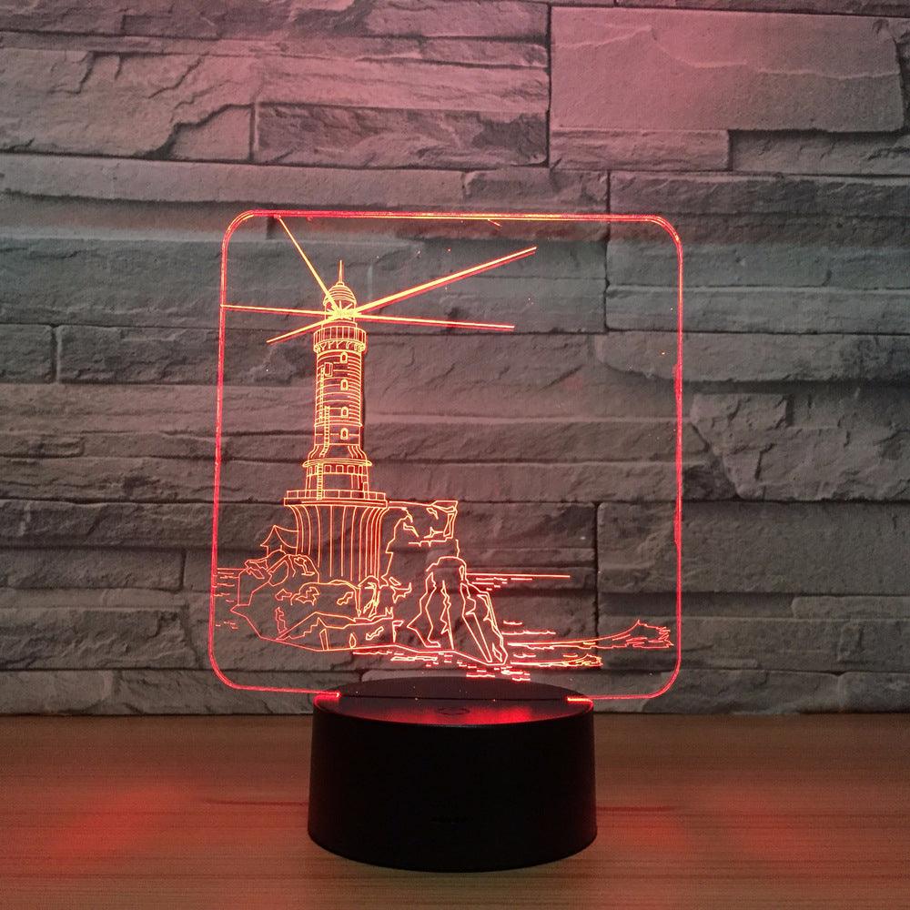 Dutch Windmill 3D Illusion Lamp with Multicolor LED Base-3D Optical Lamp