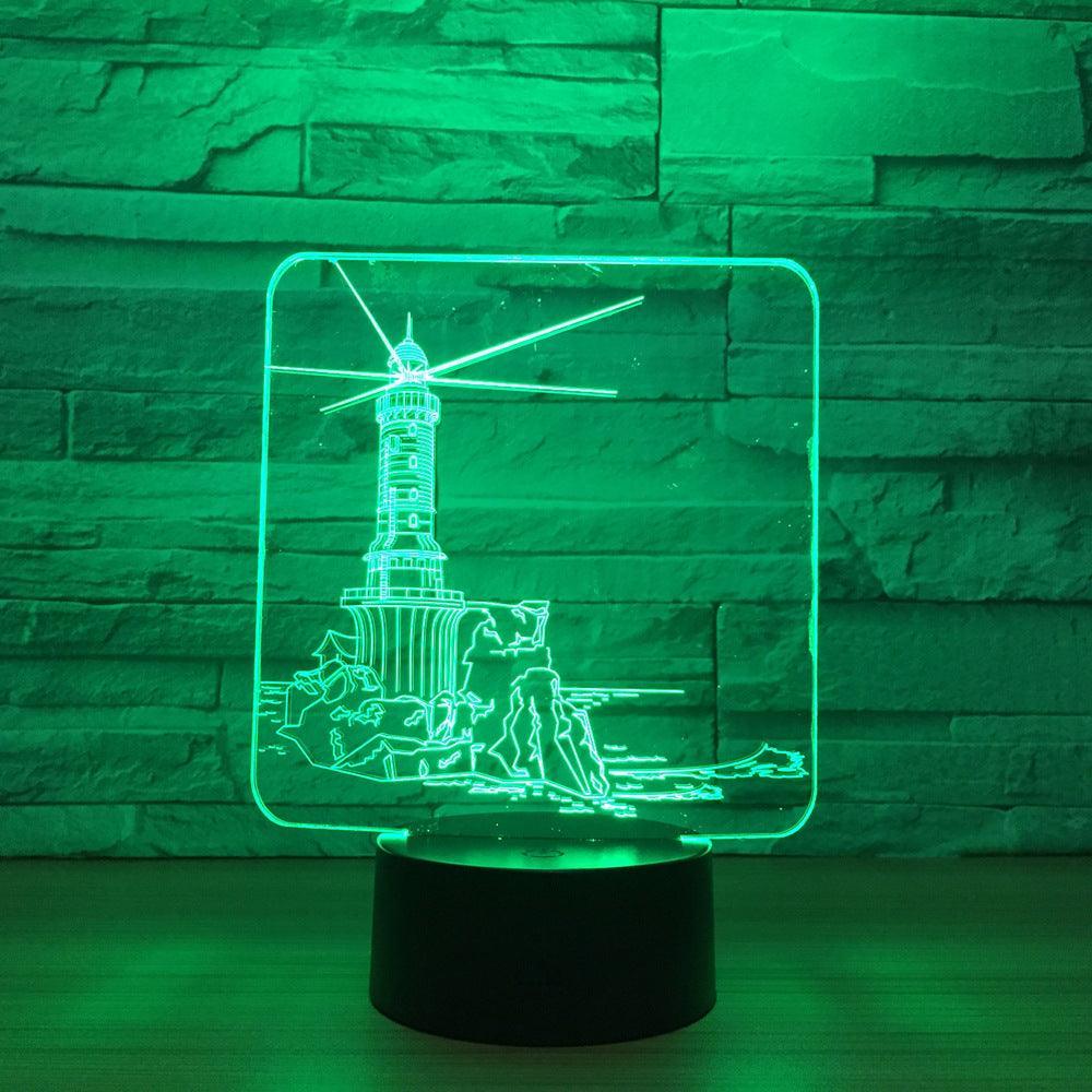 Dutch Windmill 3D Illusion Lamp with Multicolor LED Base-3D Optical Lamp