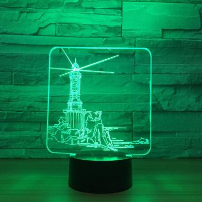 Dutch Windmill 3D Illusion Lamp with Multicolor LED Base-3D Optical Lamp