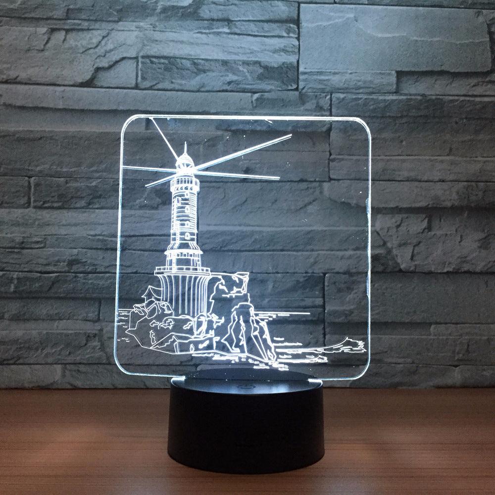Dutch Windmill 3D Illusion Lamp with Multicolor LED Base-3D Optical Lamp