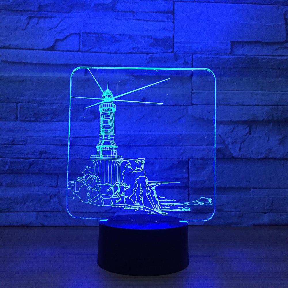 Dutch Windmill 3D Illusion Lamp with Multicolor LED Base-3D Optical Lamp