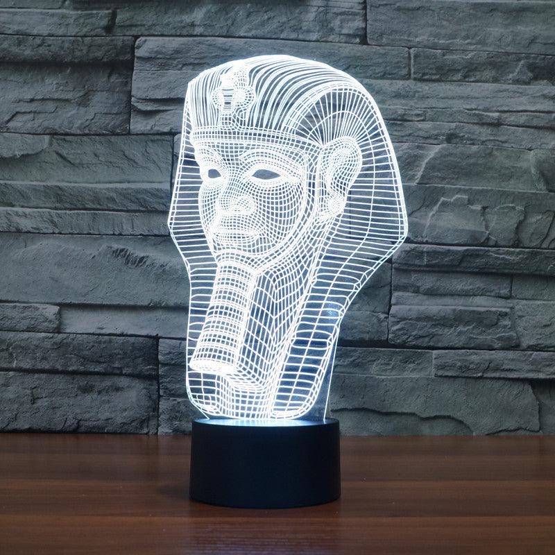 Pharaoh Head 3D Optical Lamp with Multicolor LED Display-3D Optical Lamp