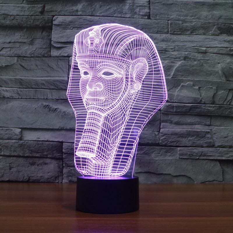 Pharaoh Head 3D Optical Lamp with Multicolor LED Display-3D Optical Lamp