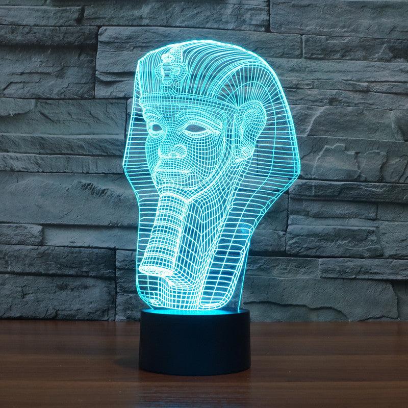 Pharaoh Head Bust 3D Optical Illusion Lamp - 3D Optical Lamp