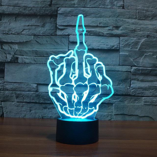 Skeletal Metal Finger 3D Optical Illusion Lamp - 3D Optical Lamp