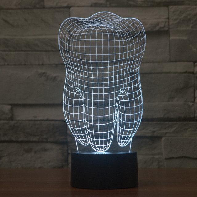 Realistic Human Tooth Sculpture 3D Optical Illusion Lamp - 3D Optical Lamp