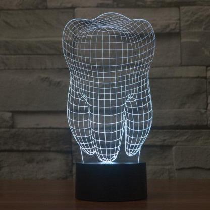 Realistic Human Tooth Sculpture 3D Optical Illusion Lamp - 3D Optical Lamp