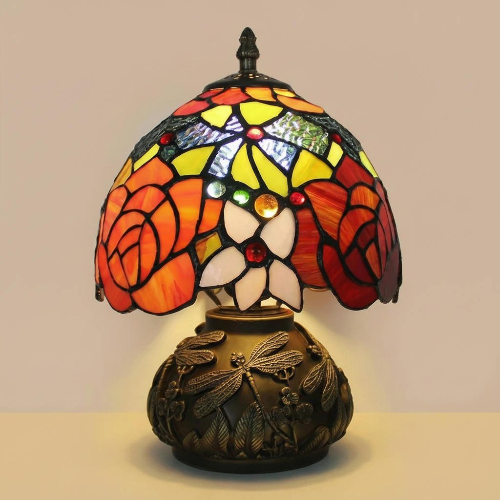 French Red Rose Bedside Light