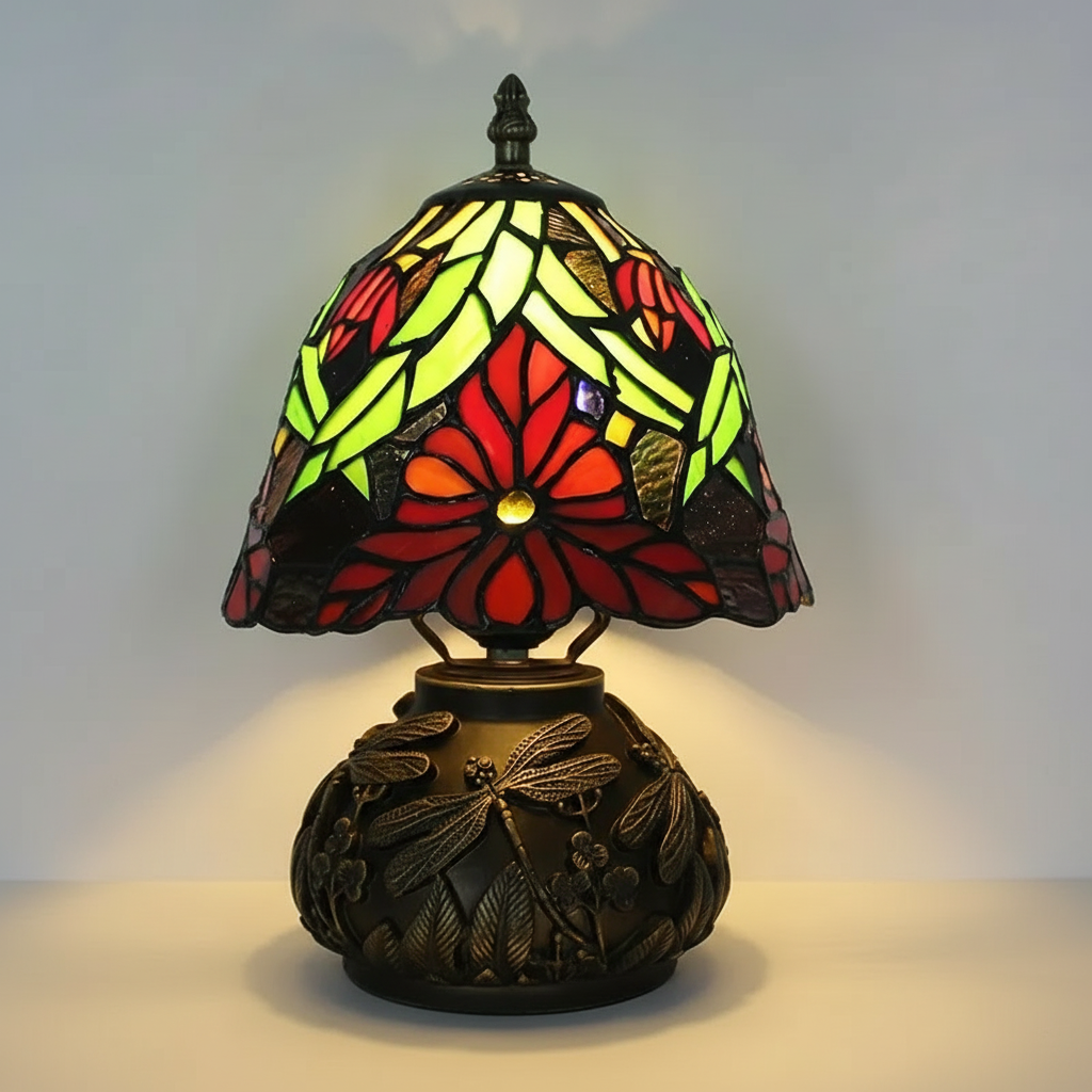 French Retro Rose Stained Glass Lamp