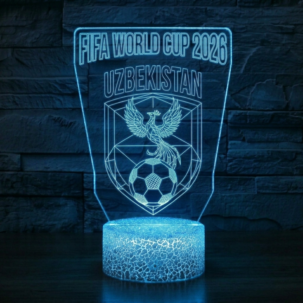 FIFA 2026 Uzbekistan Soccer Sports Themed 3D Optical Lamp