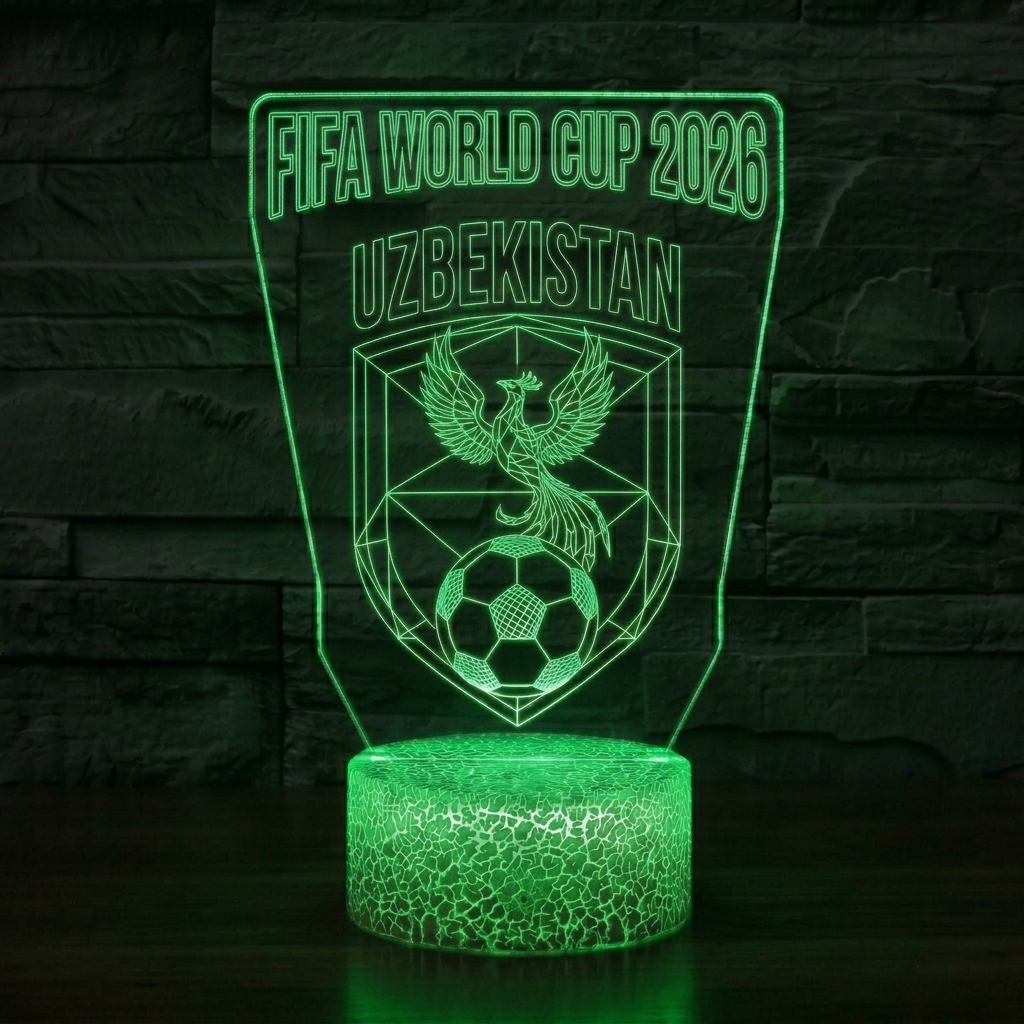 FIFA 2026 Uzbekistan Soccer Sports Themed 3D Optical Lamp