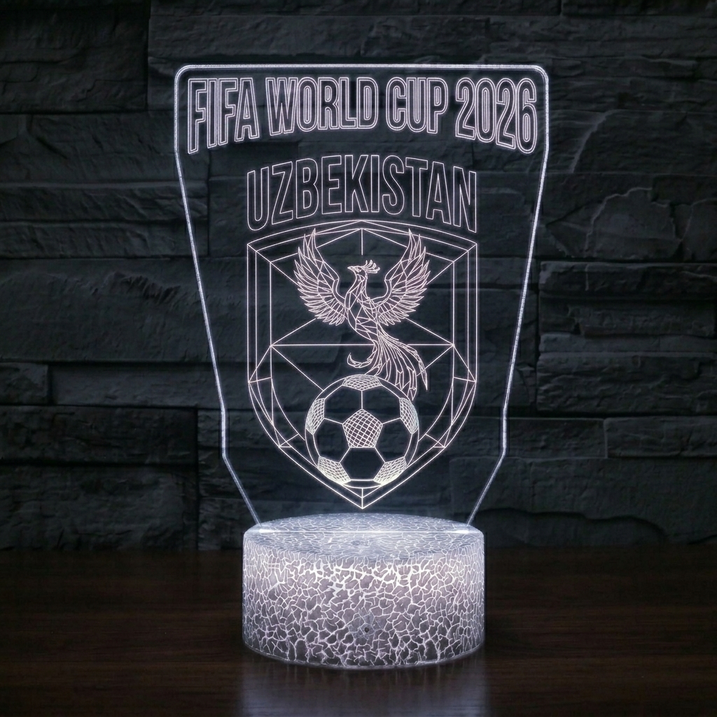 FIFA 2026 Uzbekistan Soccer Sports Themed 3D Optical Lamp