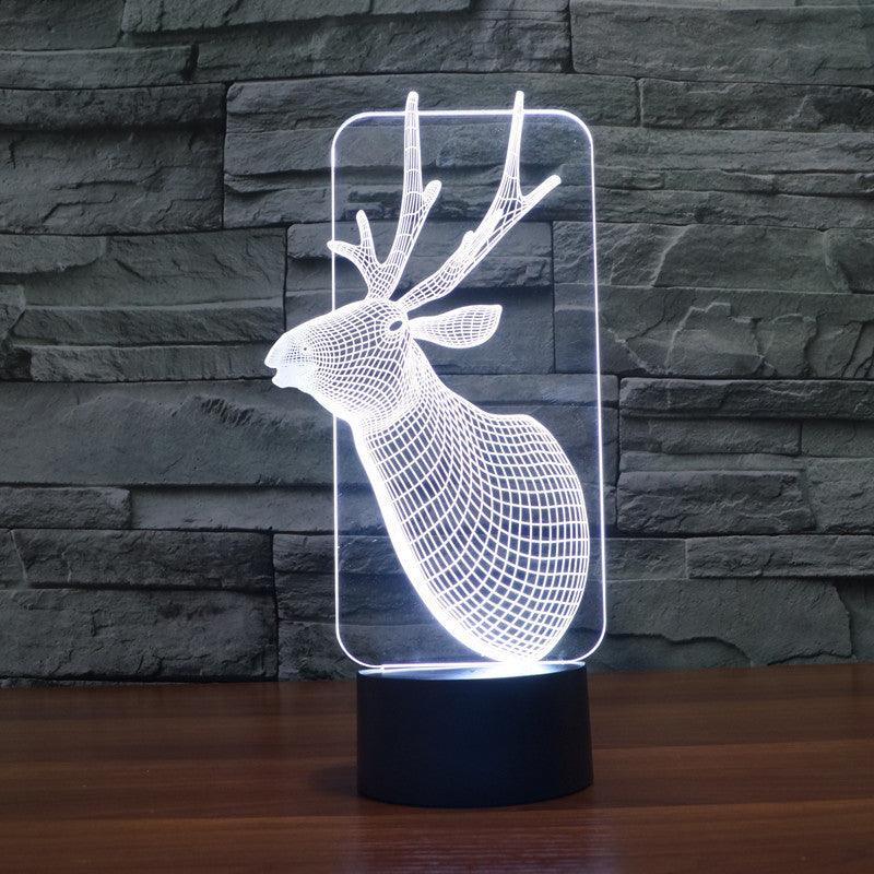 Realistic Deer Bust 3D Optical Illusion Lamp - 3D Optical Lamp