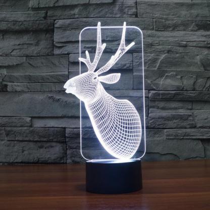 Realistic Deer Bust 3D Optical Illusion Lamp - 3D Optical Lamp