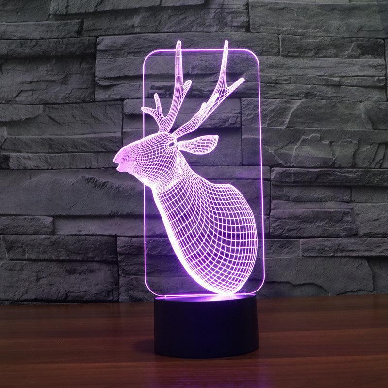 Realistic Deer Bust 3D Optical Illusion Lamp-3D Optical Lamp