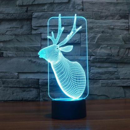 Realistic Deer Bust 3D Optical Illusion Lamp - 3D Optical Lamp