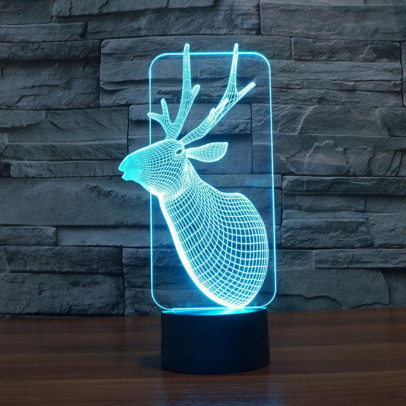 Realistic Deer Bust 3D Optical Illusion Lamp - 3D Optical Lamp