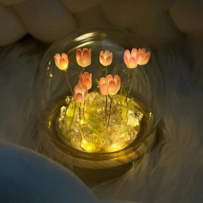 Glass Dome Tulip Lamp - 3D Optical Lamp