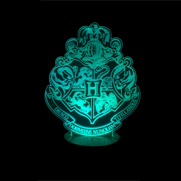 Harry Potter Inspired Hogwarts Crest 3D Optical Illusion Lamp - 3D Optical Lamp