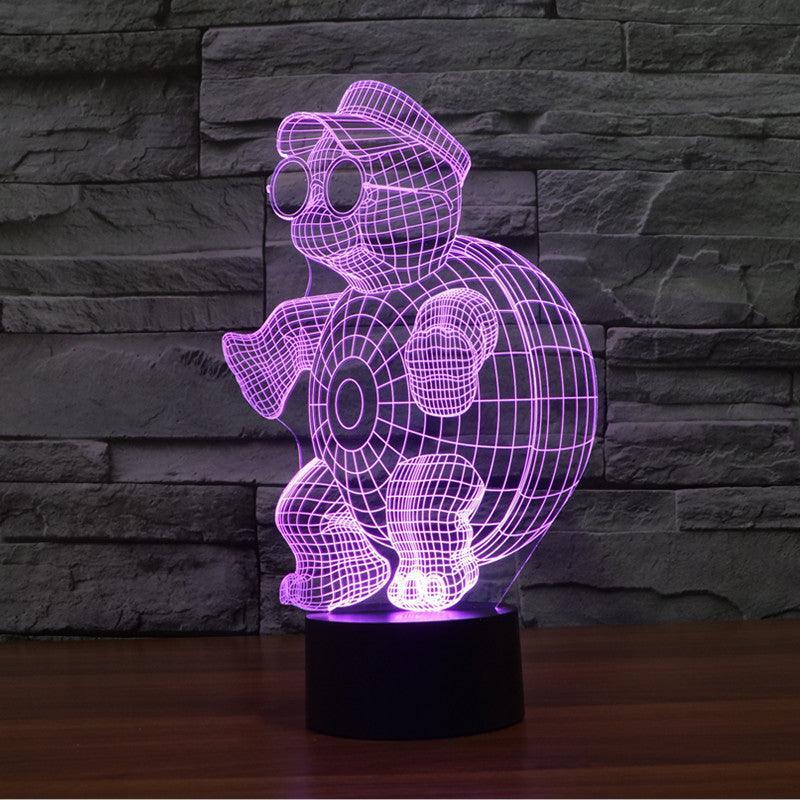 Adorable Too Cool Tortoise 3D Optical Illusion Lamp - 3D Optical Lamp