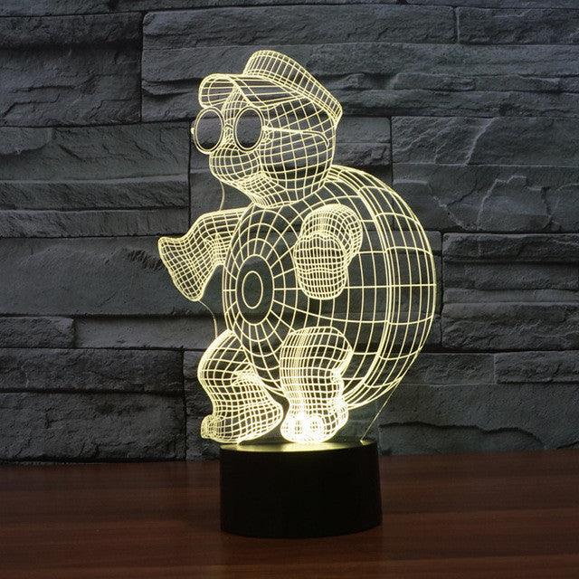 Adorable Too Cool Tortoise 3D Optical Illusion Lamp - 3D Optical Lamp