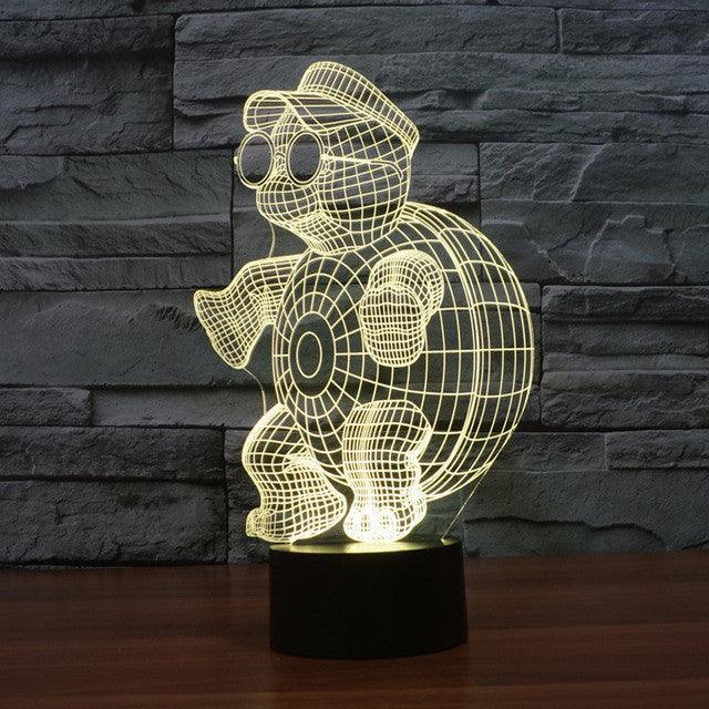 Adorable Too Cool Tortoise 3D Optical Illusion Lamp - 3D Optical Lamp