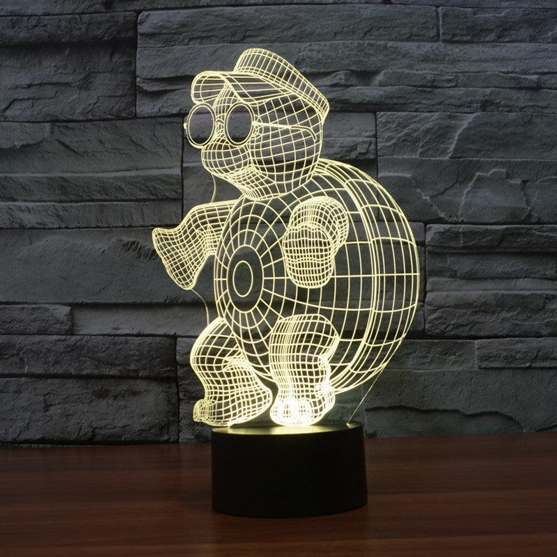 Adorable Too Cool Tortoise 3D Optical Illusion Lamp - 3D Optical Lamp