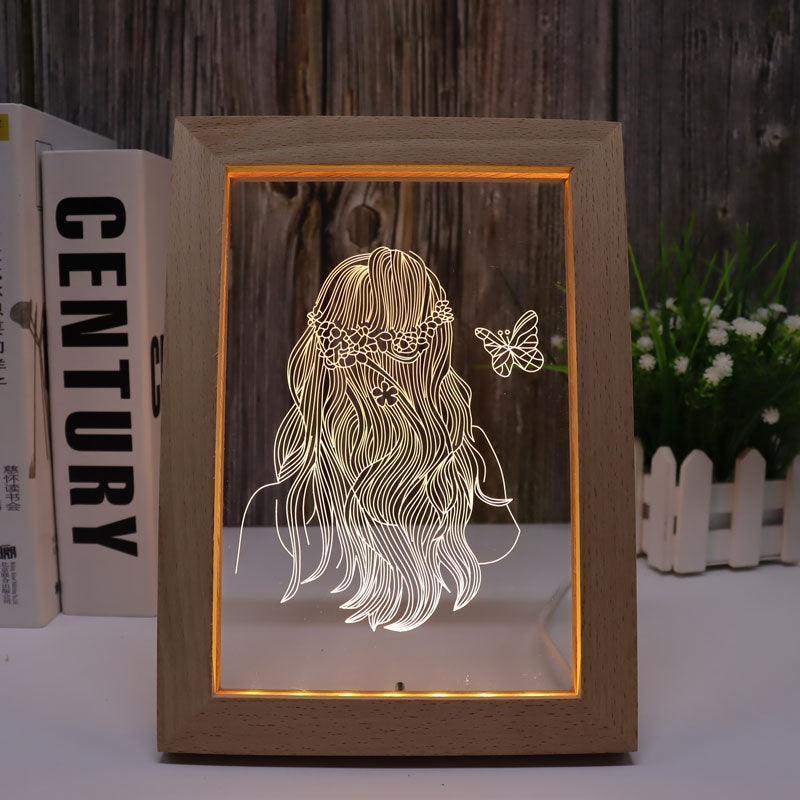 Long Hair Warm White 3D Optical Illusion Lamp - 3D Optical Lamp