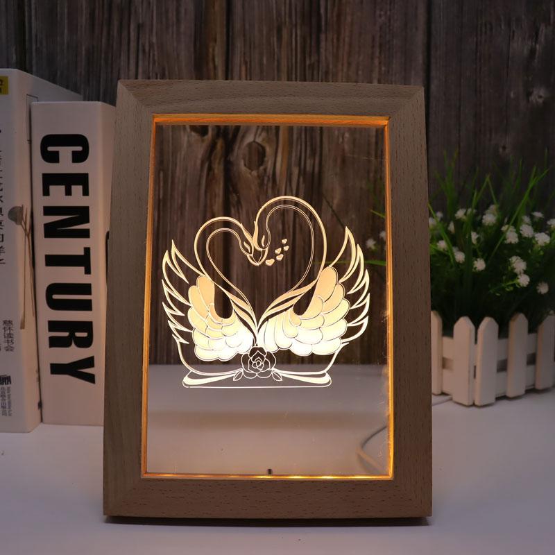 Swans Warm White 3D Optical Illusion Lamp For Lighting And Decor-3D Optical Lamp