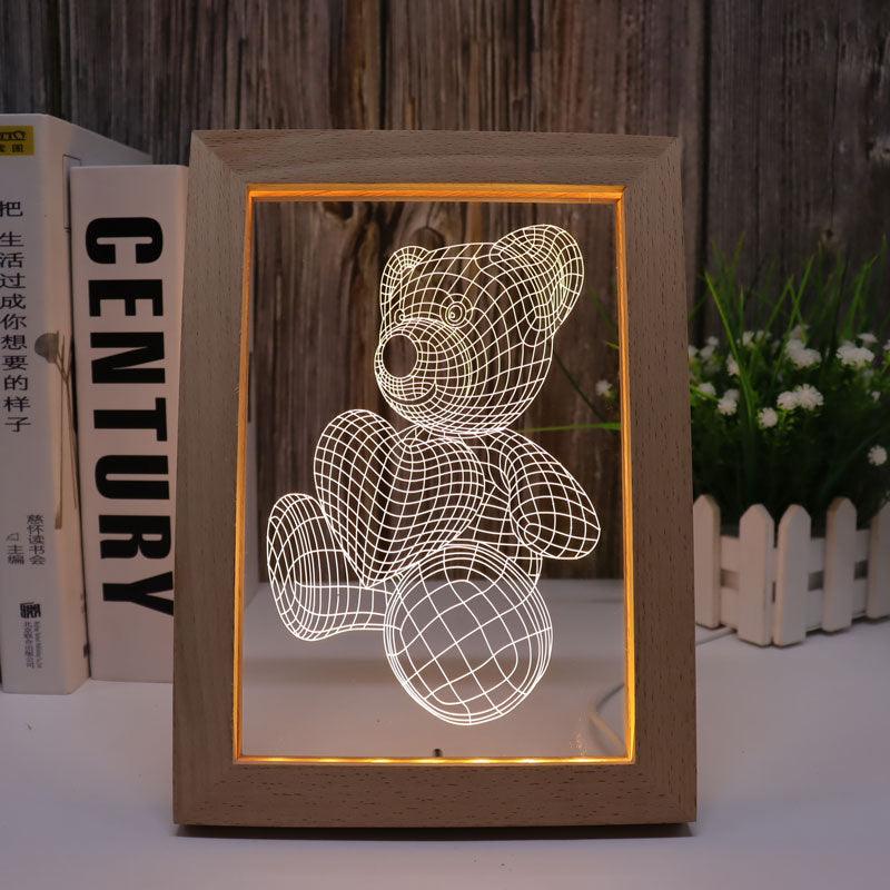 Bear Warm White 3D Optical Illusion Lamp-3D Optical Lamp