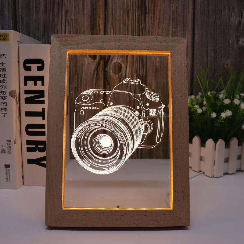 Camera Warm White 3D Optical Illusion Lamp-3D Optical Lamp