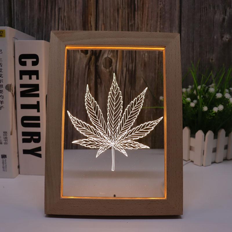 Stunning Leaf Warm White 3D Optical Illusion Lamp-3D Optical Lamp