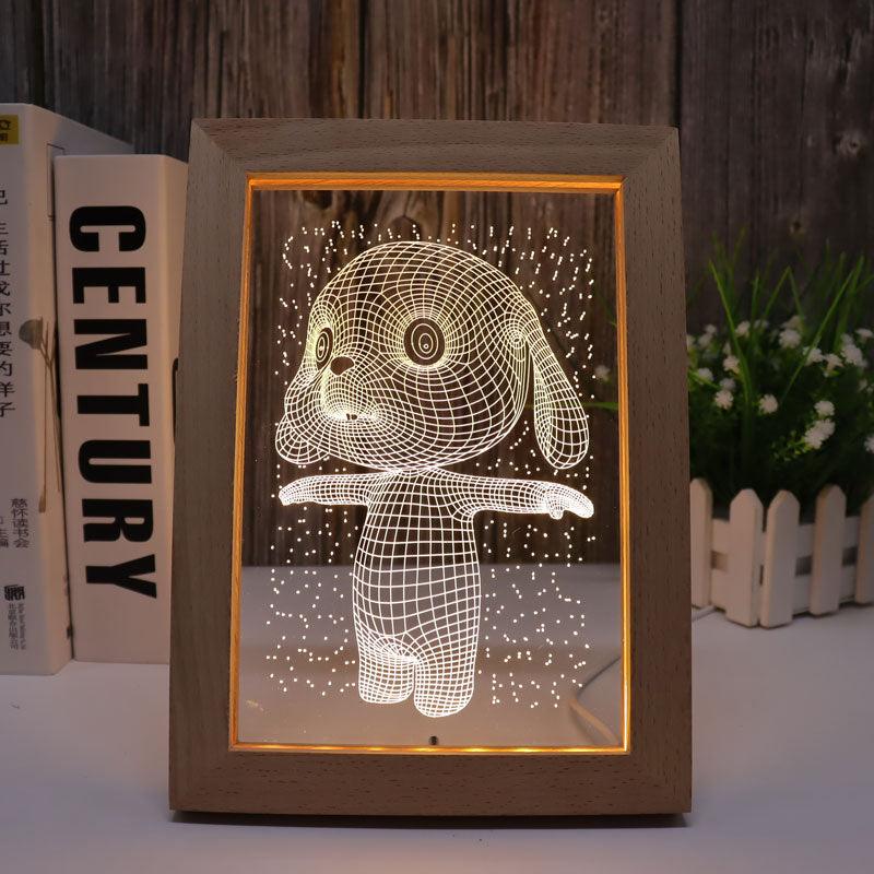 Stunning Dog Warm White 3D Optical Illusion Lamp-3D Optical Lamp