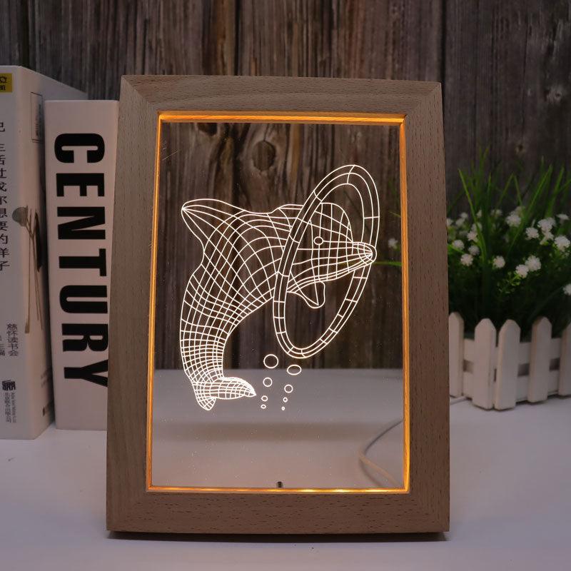 Dolphin Warm White 3D Optical Illusion Lamp-3D Optical Lamp
