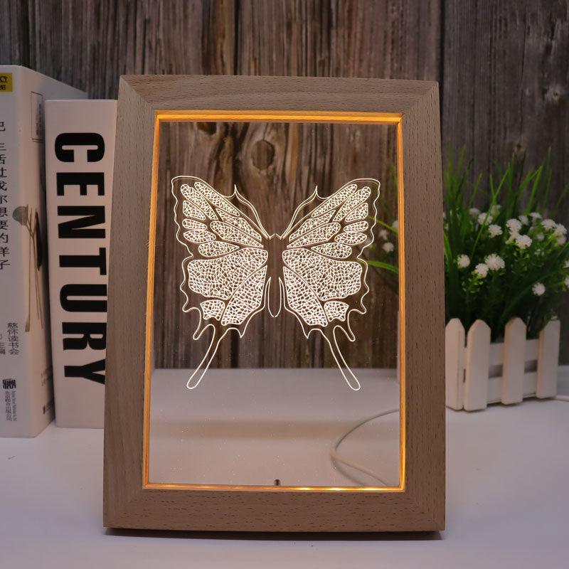 Stunning Butterfly Warm White 3D Optical Illusion Lamp-3D Optical Lamp