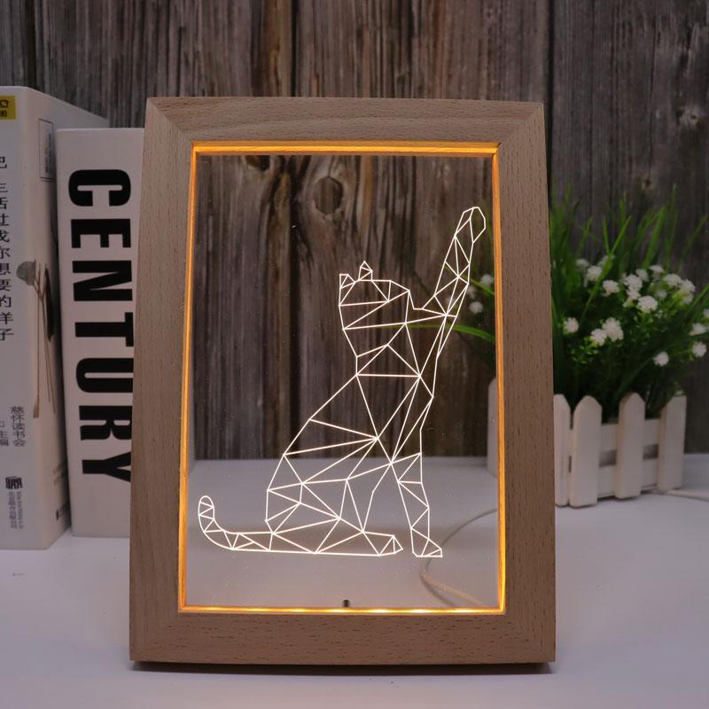 Cat Warm White 3D Optical Illusion Lamp-3D Optical Lamp
