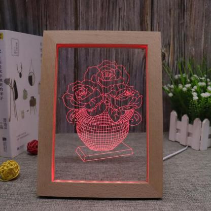 Roses RGB 3D Optical Illusion Lamp - 3D Optical Lamp