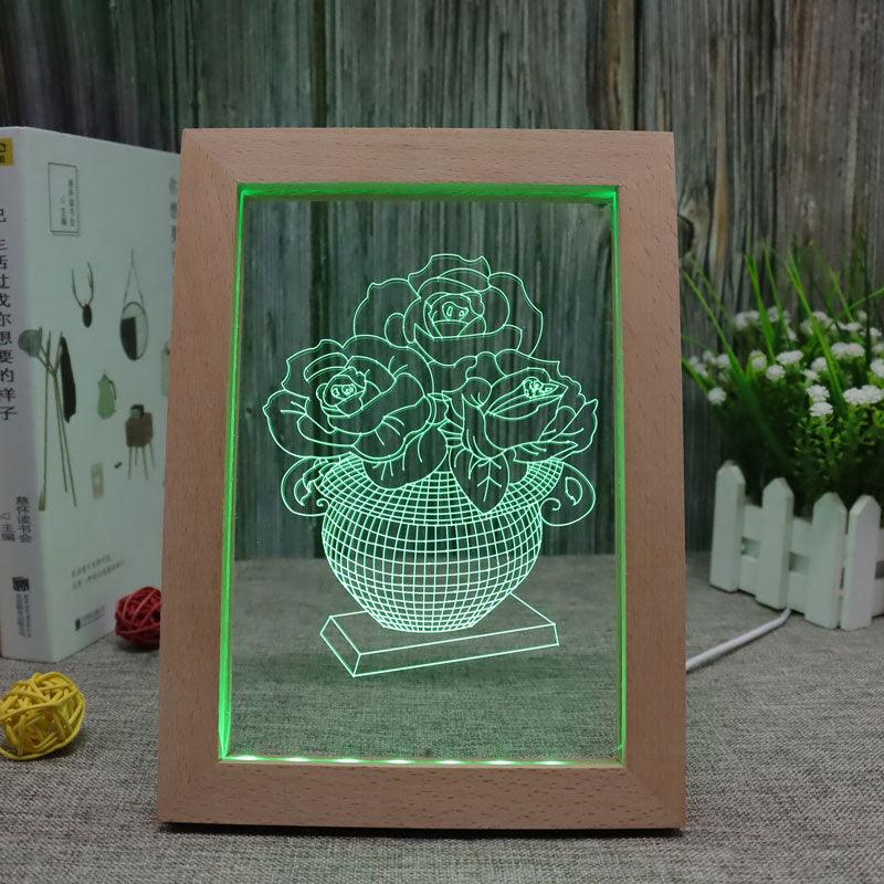 Roses RGB 3D Optical Illusion Lamp-3D Optical Lamp
