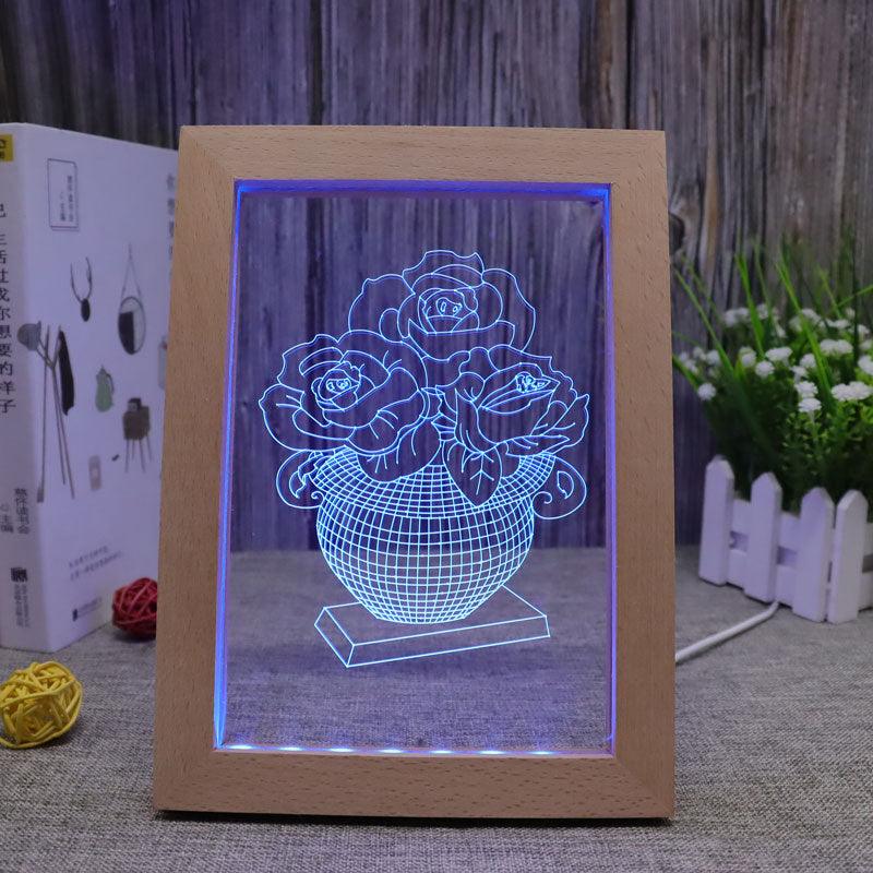 Roses RGB 3D Optical Illusion Lamp-3D Optical Lamp