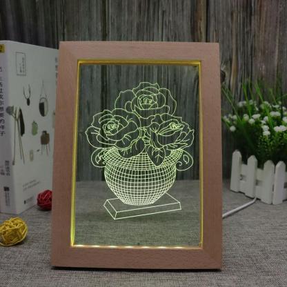 Roses RGB 3D Optical Illusion Lamp - 3D Optical Lamp