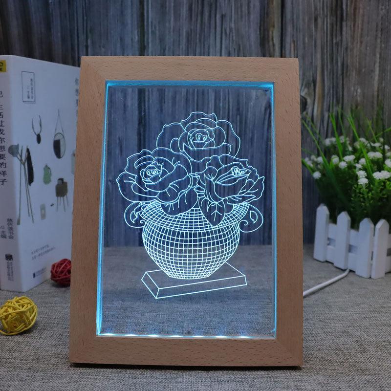 Roses RGB 3D Optical Illusion Lamp - 3D Optical Lamp