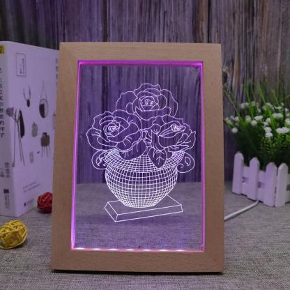 Roses RGB 3D Optical Illusion Lamp - 3D Optical Lamp