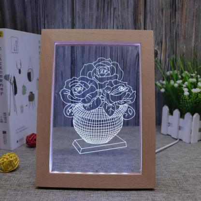 Roses RGB 3D Optical Illusion Lamp - 3D Optical Lamp