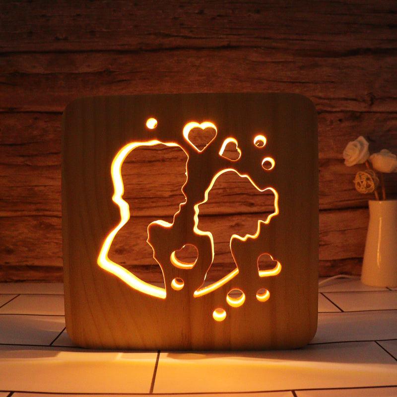3D Acrylic LED Wedding Love Hallow Carving Lamp-3D Optical Lamp