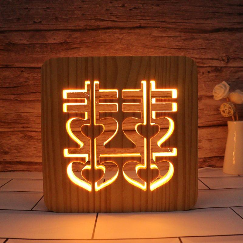 3D Neon Illusion Heart Symbol Hallow Carving Lamp-3D Optical Lamp