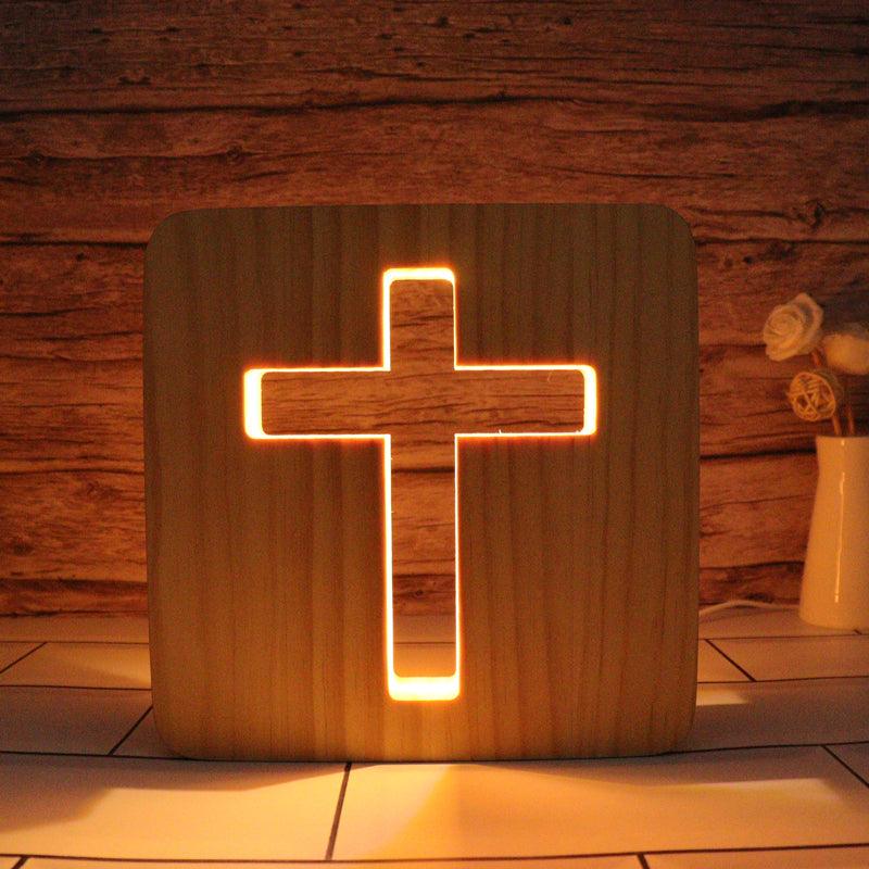 Cross Hallow Carving Lamp 3D Optical Illusion Light with LED Glow-3D Optical Lamp